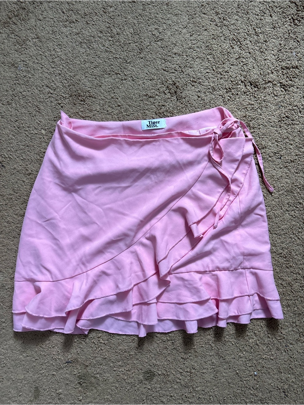 Tiger Mist Light Pink Ruffle Wrap Mini Skirt